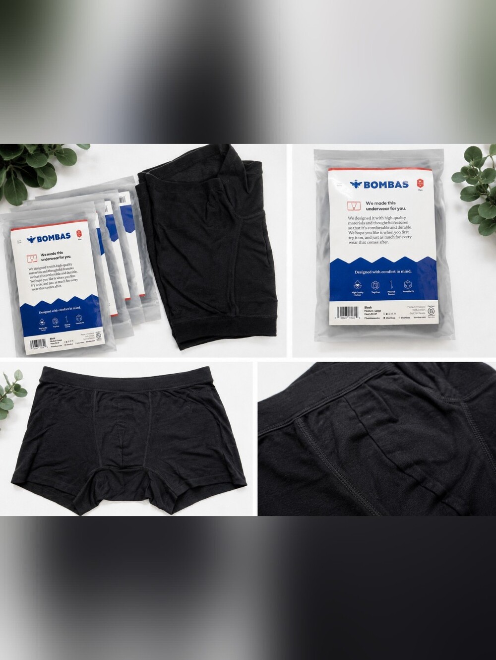 4 Bombas Men's Black Boxer Briefs - 1 Pack